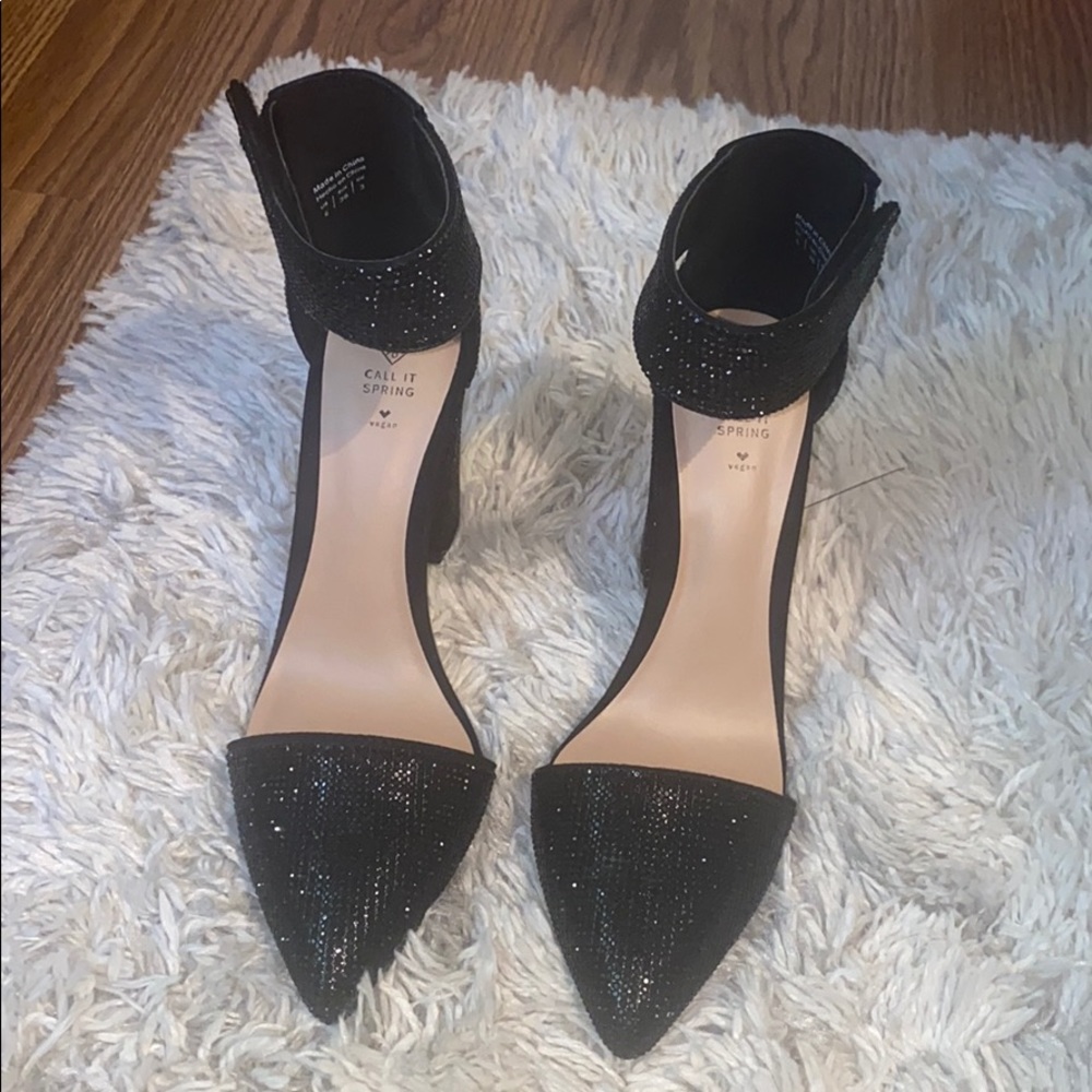 Black bling heels